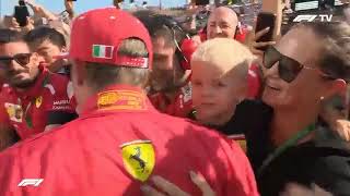 Hungary 2018 Very cute moment between Kimi Räikkönen, Robin and Minttu 😍