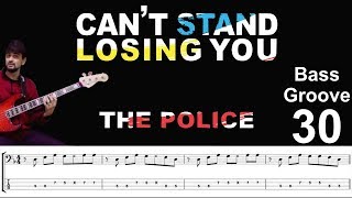 CAN'T STAND LOSING YOU (The Police) How to Play Bass Groove Cover with Score & Tab Lesson chords
