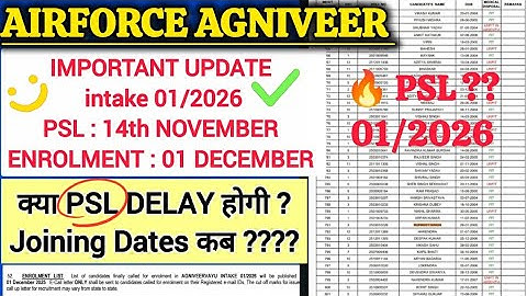 ✈️ AIRFORCE X/Y 01/2026 PSL UPDATE 🔥 ENROLMENT LIST#airforce #psl #army #navy #ssb #joining #defence