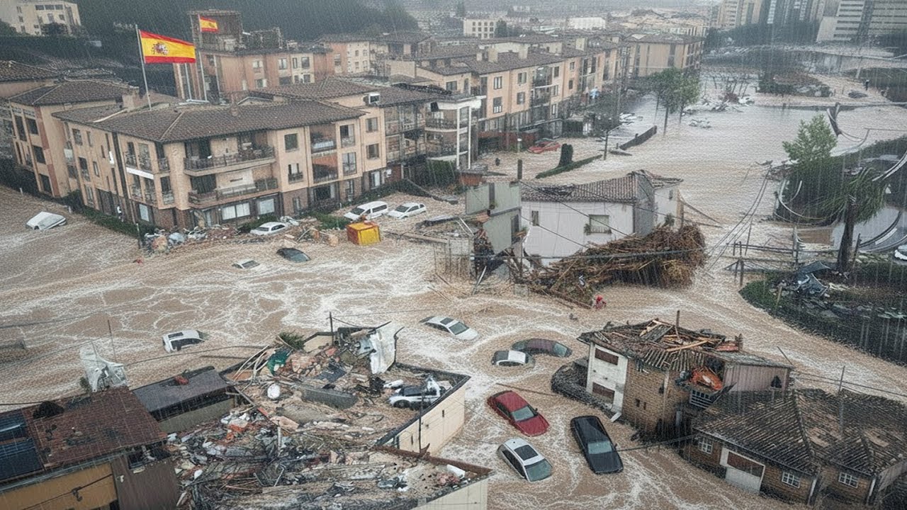 Сегодня в Испании бушует шторм Кристин! Мадрид затоплен из-за сильного снегопада и опасных ветров.