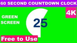 60 Second Countdown Clock GREEN SCREEN in 4K