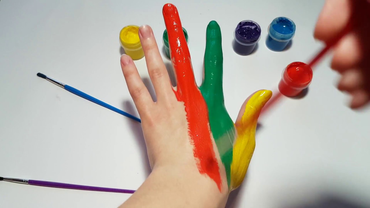 Краски пальчики. Играем с красками и Учим цвета.