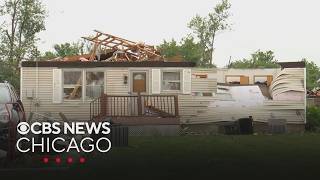 Tornado damage cleanup begins in Lansing, Illinois