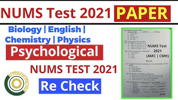 NUMS Test 2021 150 MCQs with Explanations/NUMS Test 2021 Original Paper/NUMS Test KEY/NUMS Updates