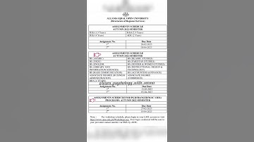 Aiou Assignment Schedule for Autumn 2022