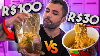 RECEBI O LAMEN NO SACO PLÁSTICO! LAMEN DE 100 REAIS VS BARATO DE 30