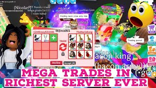 Trading In most richest Server In Roblox Adopt Me Ever Mega Trades
