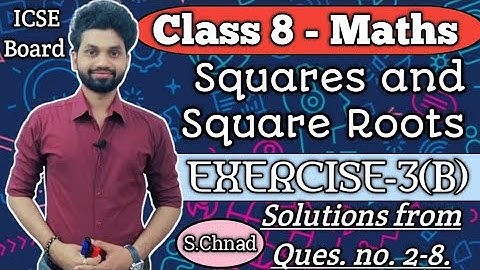 Squares & Square Roots, Class 8th, Exercise -3(B) Complete Solutions