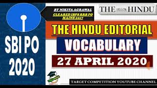 THE HINDU EDITORIAL VOCABULARY | English lesson for SBI PO 2020 | #TargetSBIPO2020 | #sbipo2020