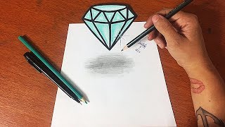 COMO DESENHAR DIAMANTE 3D (MUITO FÁCIL) - PASSO A PASSO