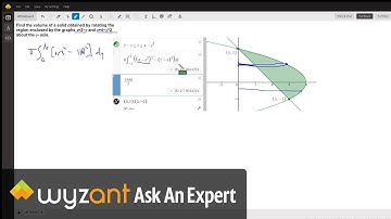 Find volume of solid of revolution by revolving region about y -axis (washer method).