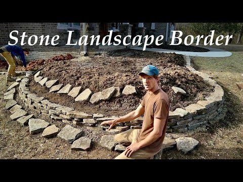 How To Make a STONE LANDSCAPE BED BORDER | Step-by-Step Process