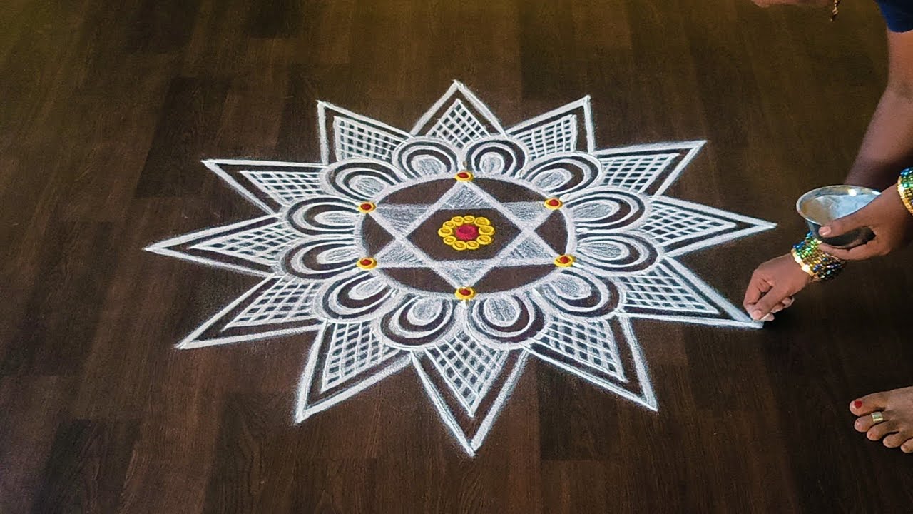 Beautiful star rangoli kolam 🌺 Festival Traditional muggulu designs 🌺 Easy and simple rangoli 🌺