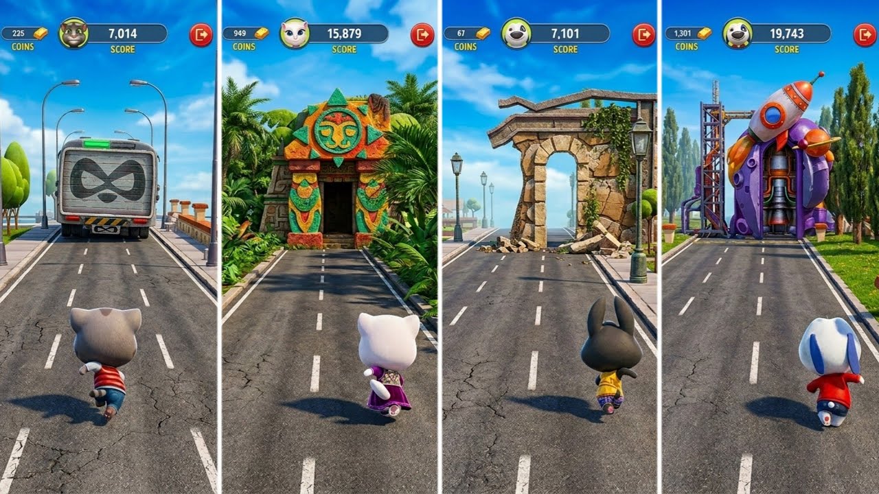 Talking Tom Gold Run: Talking Tom,Talking Angela,Talking Becca,Talking Hank (Android/iOS) Gameplay