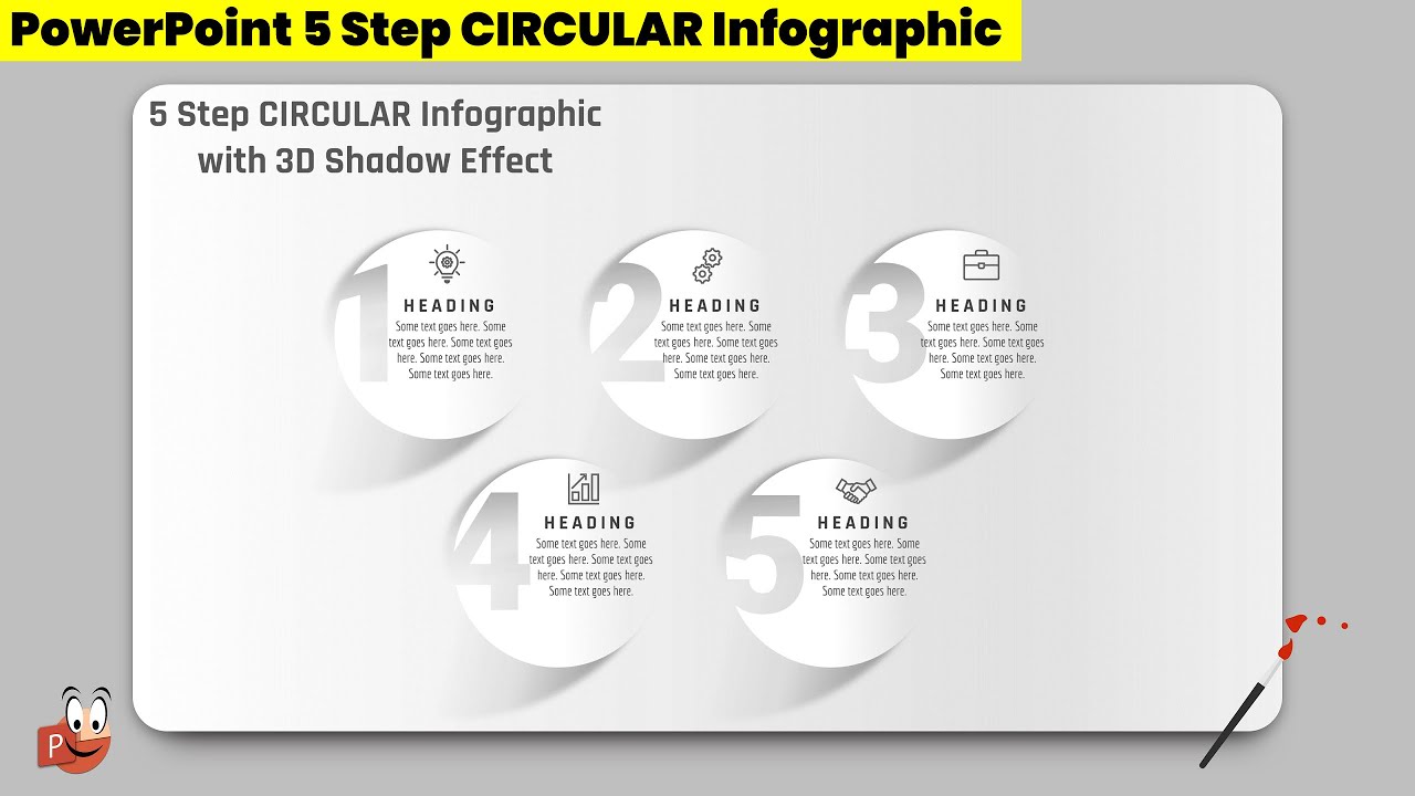 73.PowerPoint Presentation 5 Step CIRCULAR Infographic with 3D Shadow Effect | Free template