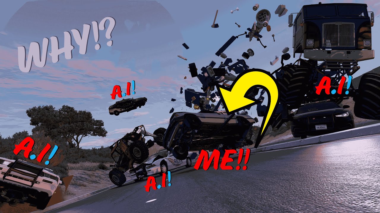 POLICE Chase Destruction with HORRABLE And FuNnY CARS In Beam-Ng Drive?!?! (Beam-NG Drive Mods)