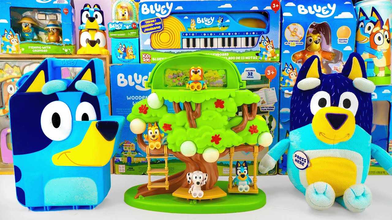 Bluey Toy Collection Unboxing Review 🌳 Bluey Tree Playset & Taliking ...
