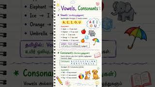 Vowels and Consonants in English | A E I O U Explained in Tamil | Kids Learning Video#vowels #shorts