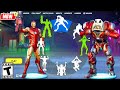 All iron man fortnite doing all builtin emotes and funny dances 