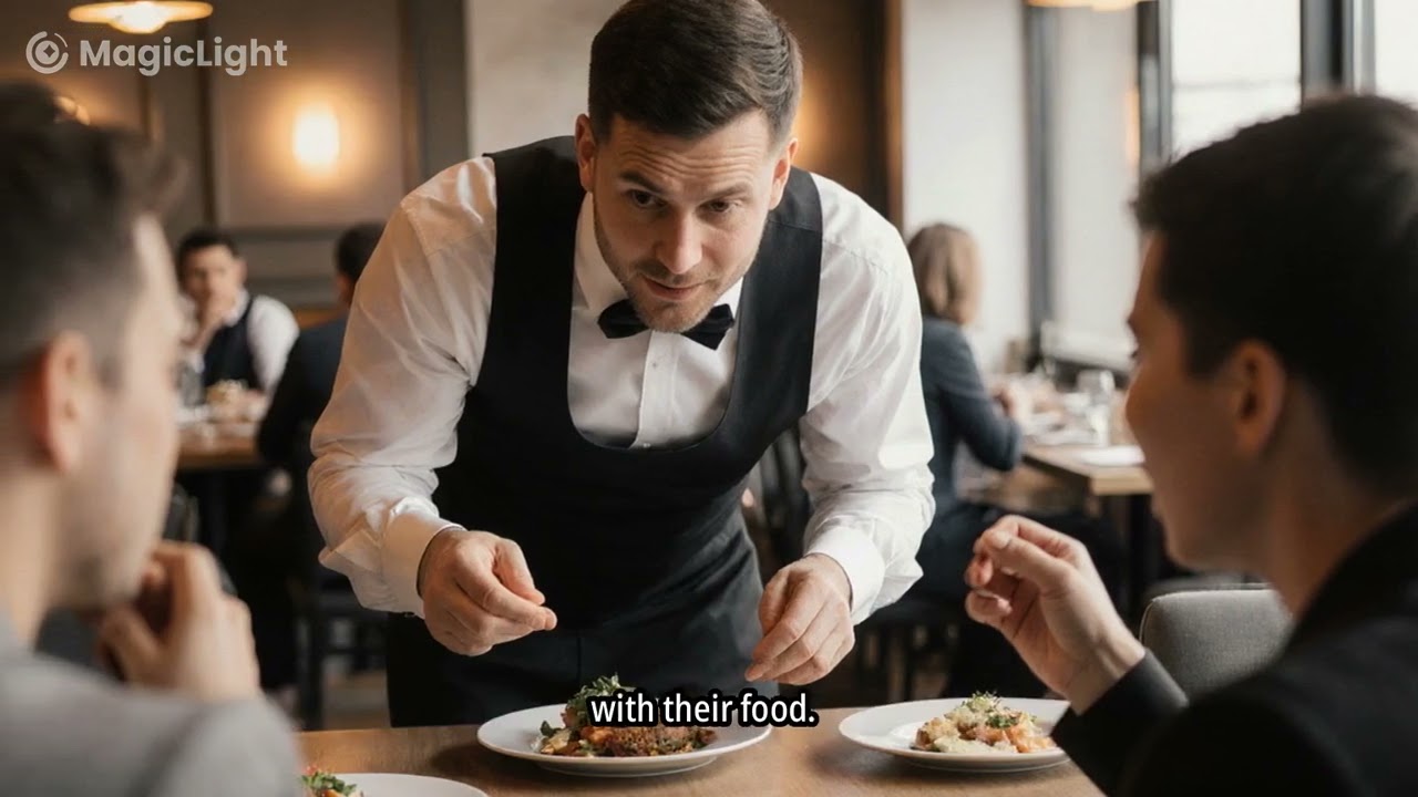 Waiter working practice in this video 