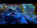 Snuggling in a Camper Van While Heavy Rain Falls Outside, Calm Night Sounds for Deep Relaxation