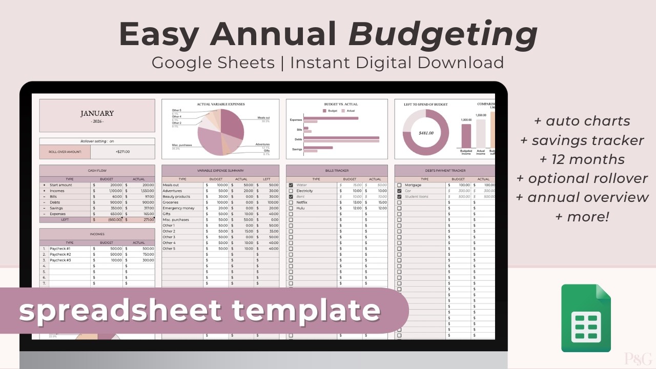 EASY Annual Budget Spreadsheet for Google Sheets - Video Tutorial