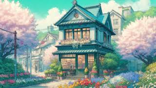 Cherry Blossom Bookstore Study Music  | Cozy Springtime Ambience  Relaxing Anime Music for Study