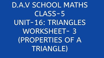 D.A.V. Math||Triangles||Class-5