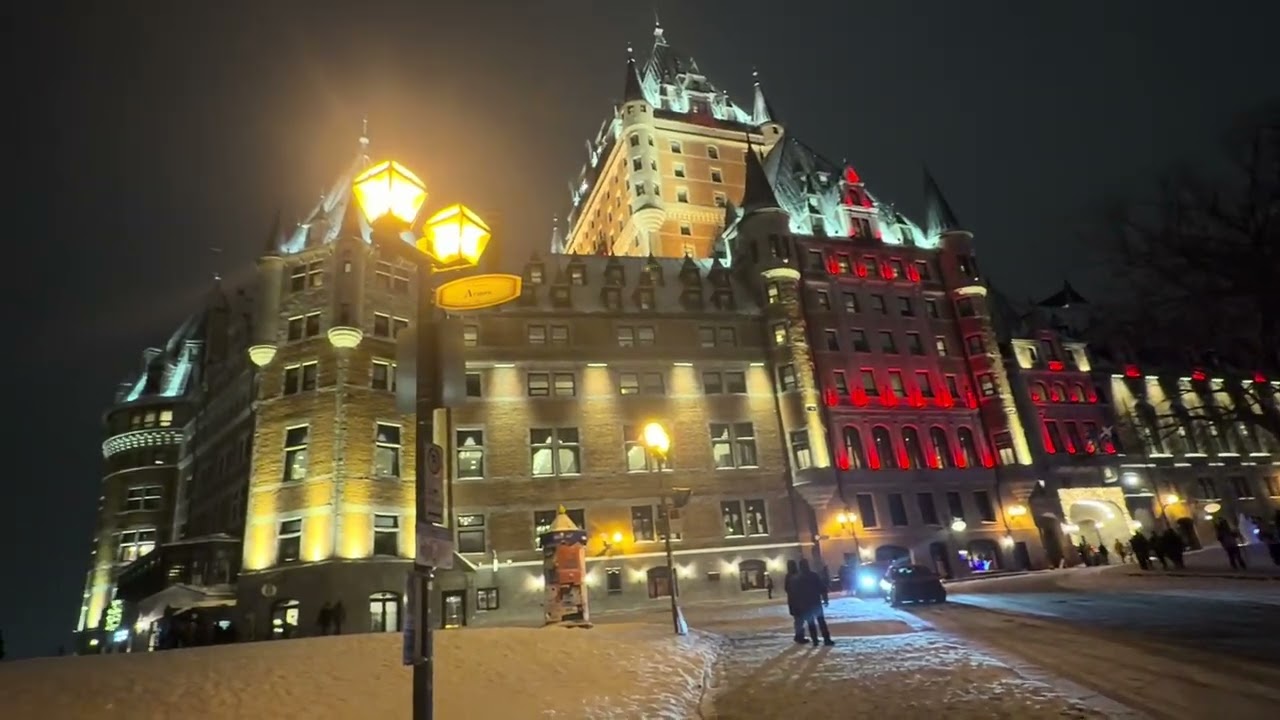 A snowy night of Quebec City, Quebec, Canada #travel #snow #winter #history #relax #happy #building￼