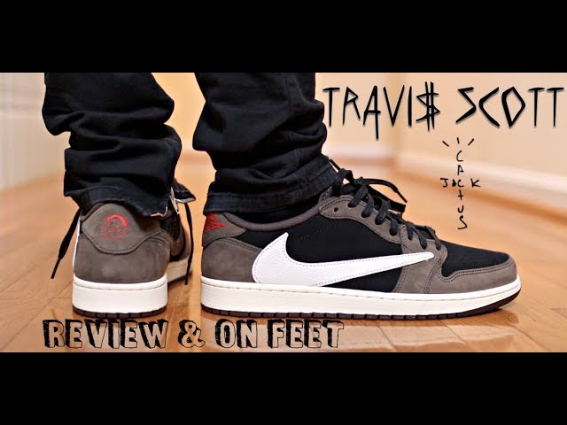 travis scott aj1 low on feet