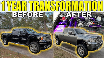 CLEANEST 1 Year Transformation of my 2011 LML Denali Duramax | Big Turbo | Custom wrap | +600 hp |