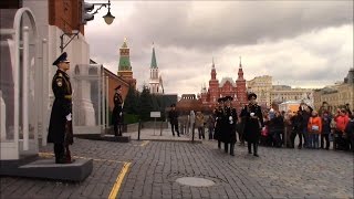 Changing of the honor guard at the Spasskaya Tower of the Moscow Kremlin (Moscow, Russia)