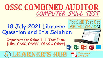 OSSC Librarian 18 July 2021 Question & Its Detailed Solution Important For Other Computer Skill Test