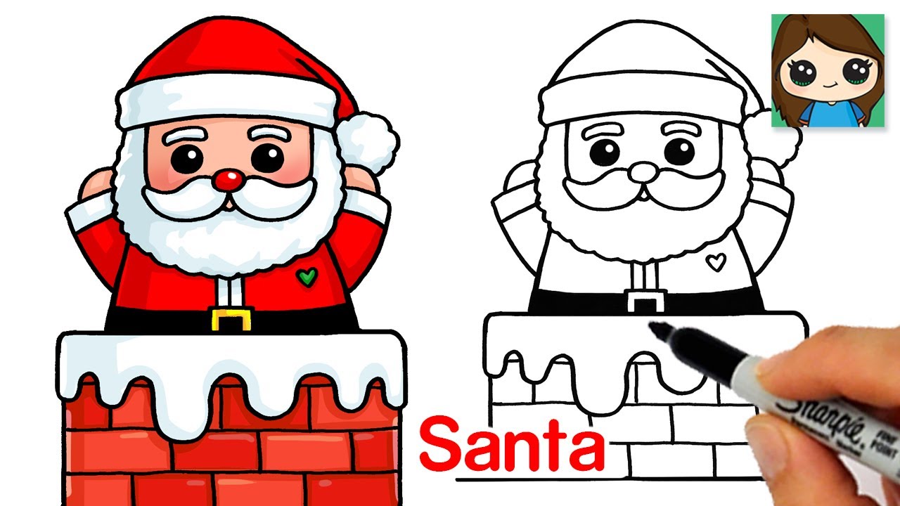 How to Draw Santa Claus in a Chimney Easy 🎅🏻 Christmas Art - YouTube