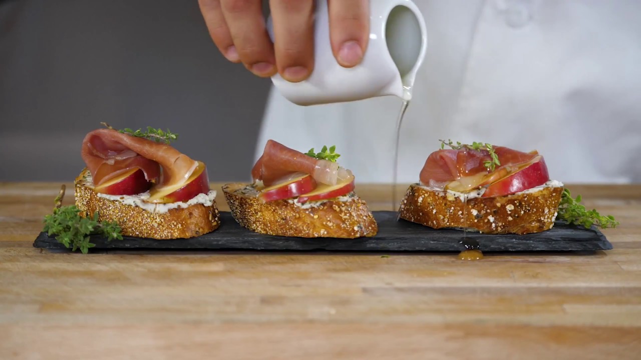 Apple, Goat Cheese and Country Ham Crostini Recipe
