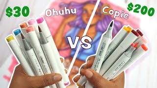 Ohuhu Brush Markers vs Copic Brush marker Ohuhu 48 Set Alcohol Based Ink
