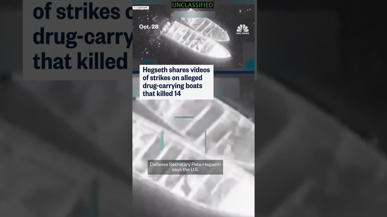 Hegseth shares video of strikes on alleged drug-carrying boats that killed 14