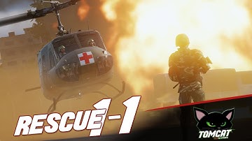 DCS World - HUEY - Rescue 1-1 mission (landing practice)