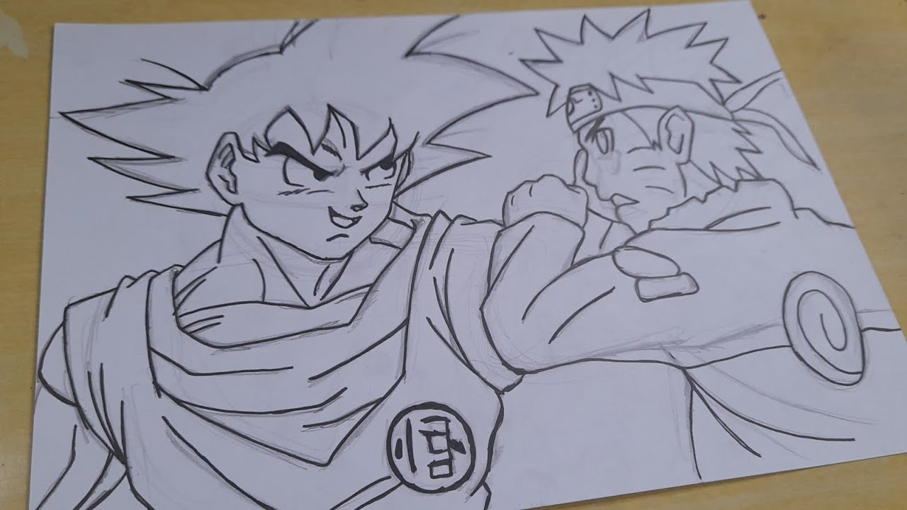 Fusão de Naruto e Goku, como DESENHAR 