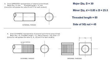 How to draw simplified and schematic representation of screw threads