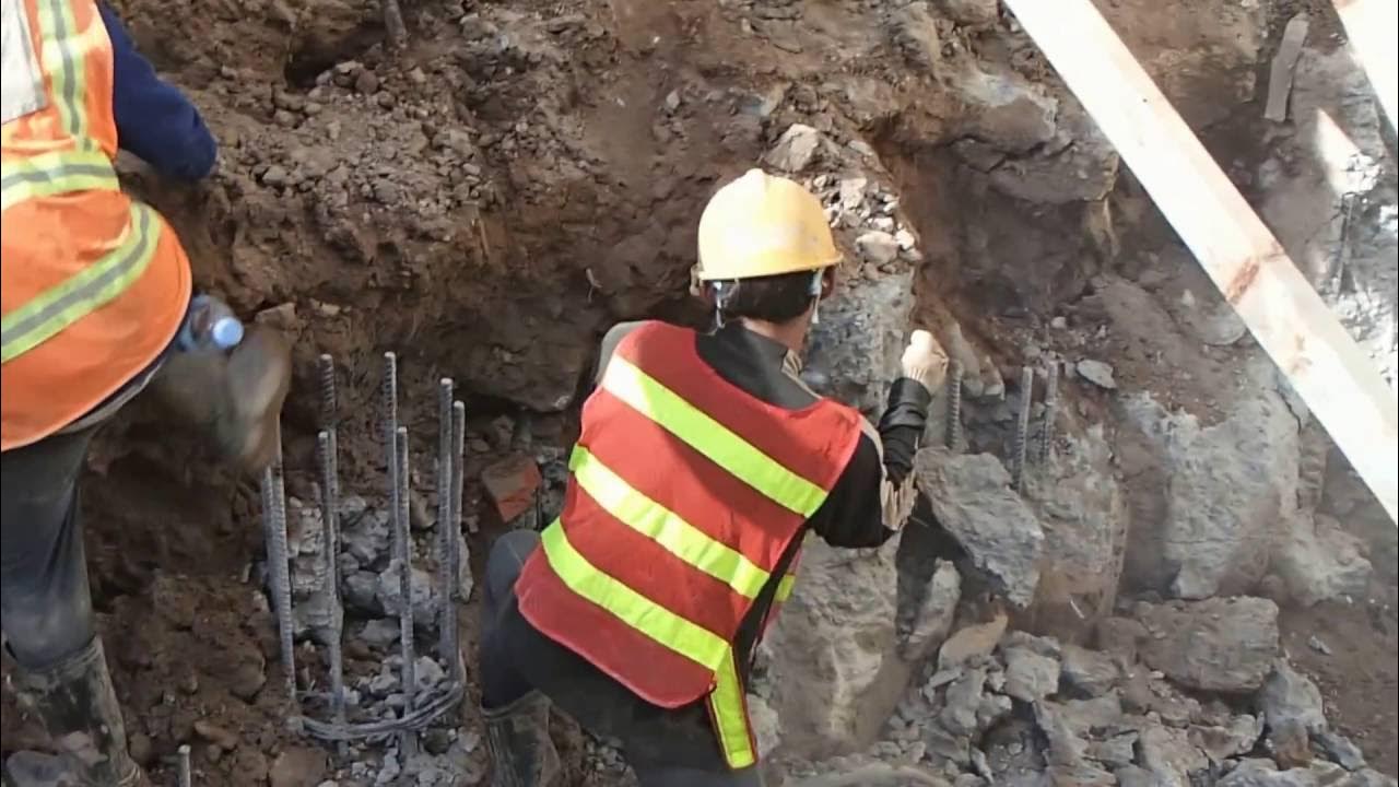 Pile cutting for retaining wall YouTube