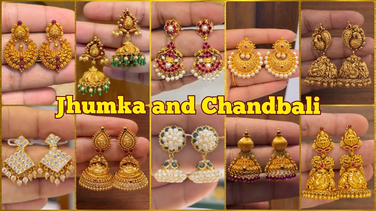 😍ಸೂಪರ್ ಗೋಲ್ಡ್ ಜುಮುಕಿ ಮತ್ತು ಚಾಂದ್ಬಾಲಿ ಡಿಸೈನ್ಸ್👆/Beautiful gold jhumka for weddings bridal designs