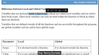 c++ course arabic|شرح ++local and global variables c|كورس c++