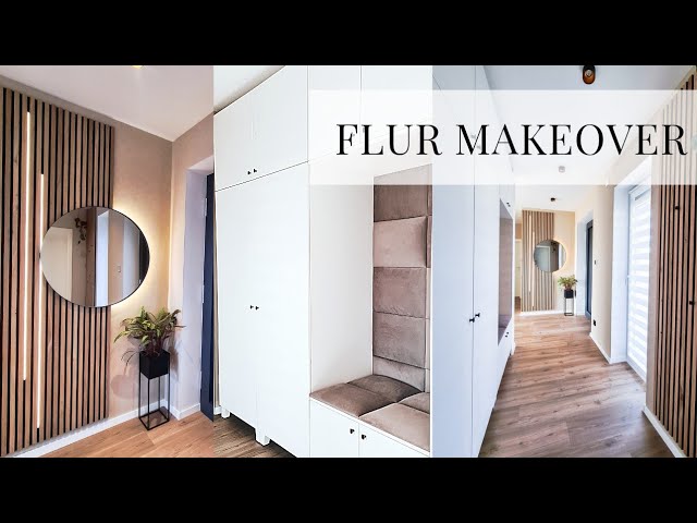 Hallway Makeover | IKEA PLATSA Wardrobe | Bench with Wall Padding | Wood Panels | Small Hallway