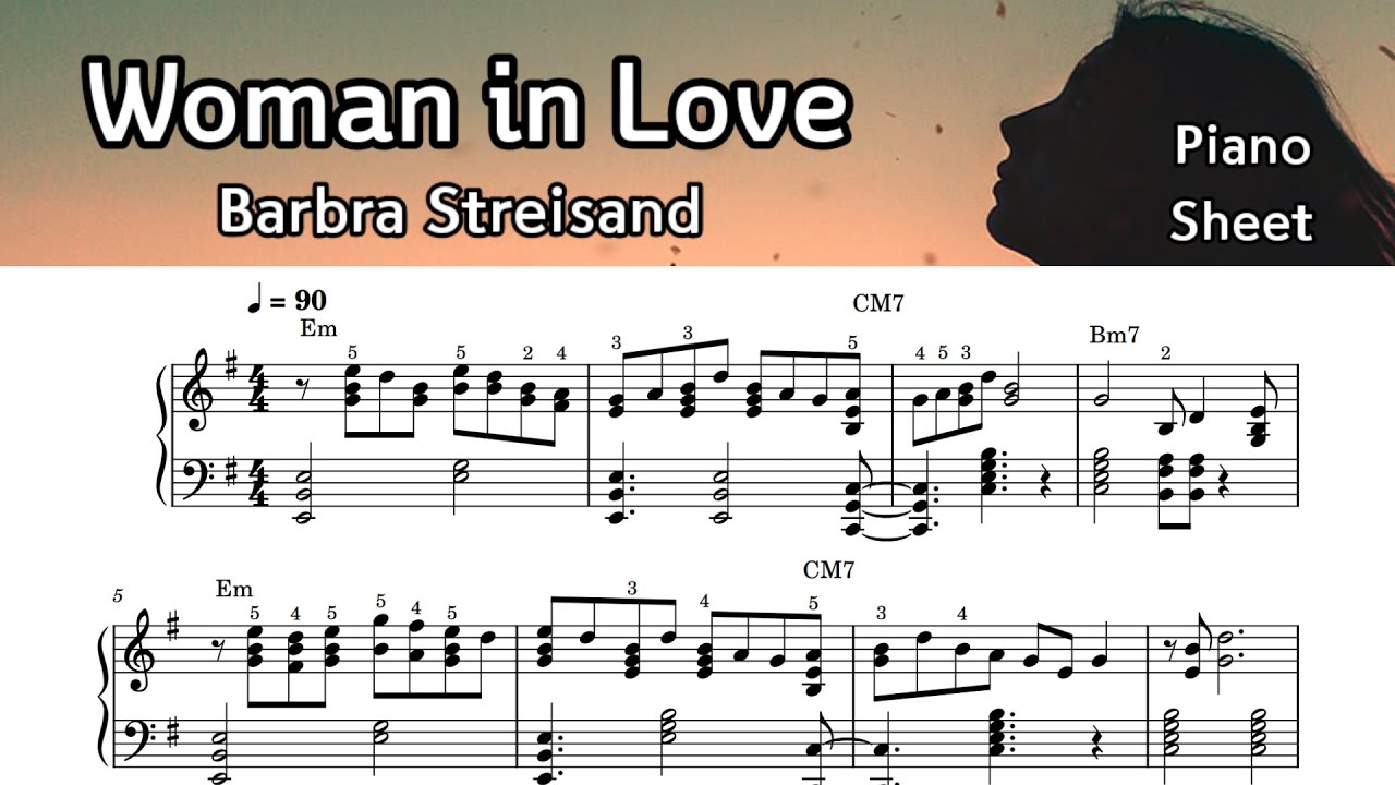Woman in Love/Piano Sheet Music /Barbra Streisand /  by SangHeart Play