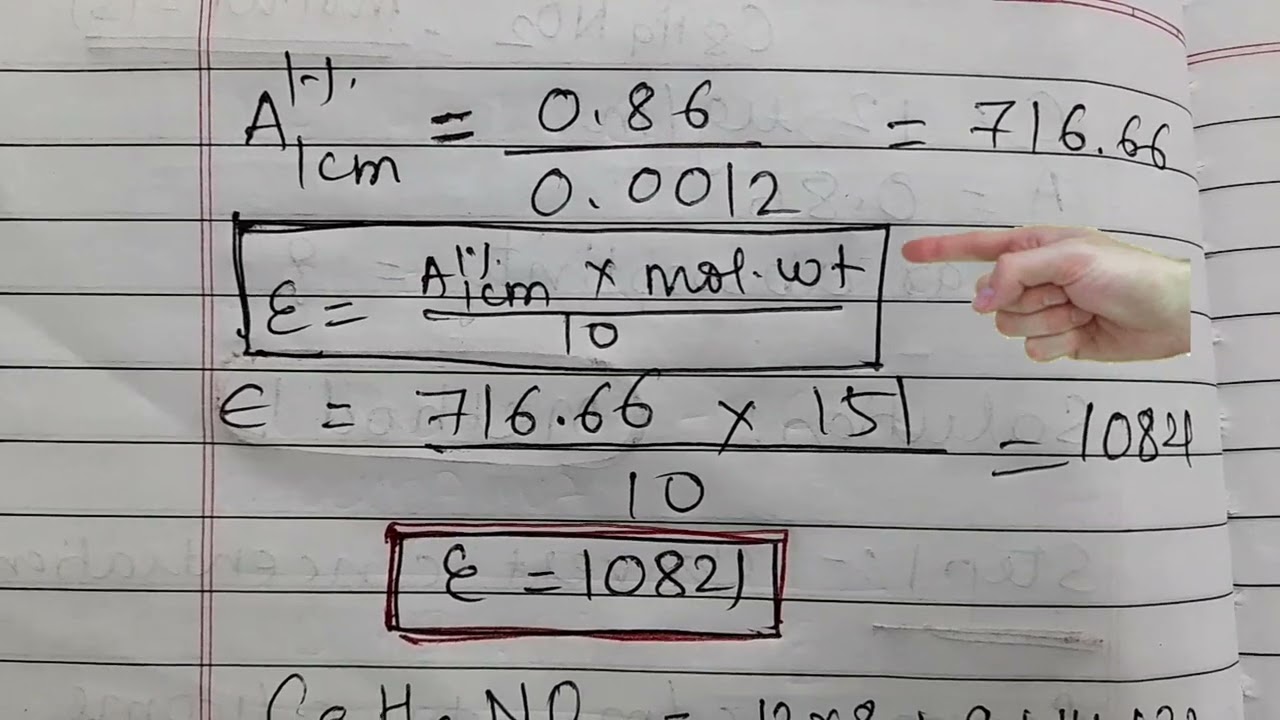 Calculation Of Molar Absorptivity Microgram ml To Moles Litre A1 Calculation Of Molar Absorptivity Microgram ml To Moles Litre A1