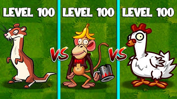 Monkey Zombie vs Chicken Zombie vs Ice Weasel Level 100 - PvZ 2 Challenge