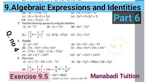8th class maths| Chapter 9|Algebraic Expressions and Identities| Exercise 9.5 |Q no 4|part 6|NCERT|