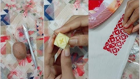 Block Printing With Potato ~ DIY Easy Block Printing At Home Create With Art Corner । Handmade Dise
