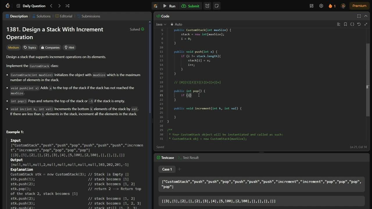 LeetCode 1381. Design a Stack With Increment Operation - YouTube